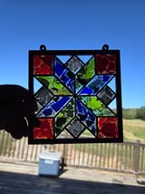 Faux Stained Glass Laser Cut Barn Quilt Square MDF Cutout Geometric Starburst Quilt Block - Unfinished For DIY