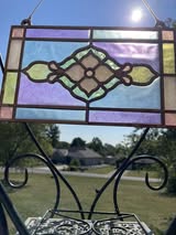 Faux Stained Glass Laser Cut MDF Cutout Rectangular Ornate Floral Diamond Lattice Centerpiece - Unfinished For DIY
