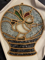 Faux Stained Glass Laser Cut MDF Cutout Snowman In Globe - Unfinished For DIY