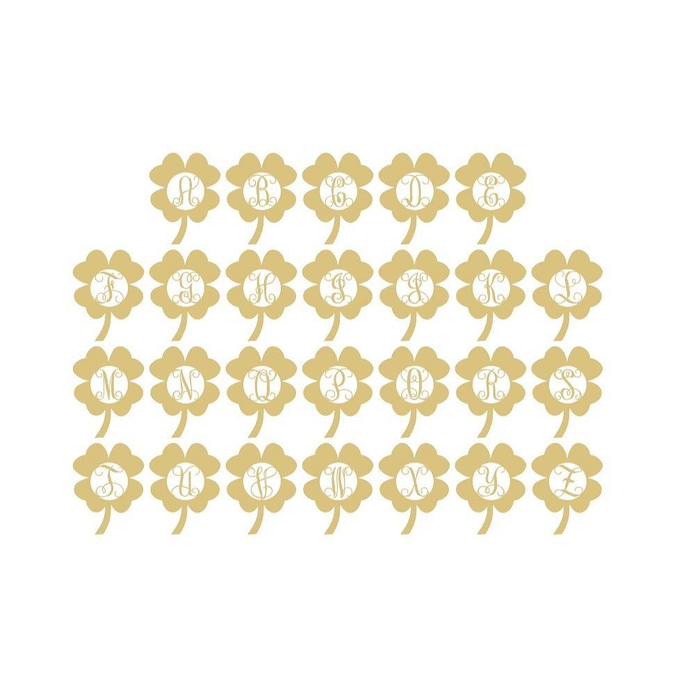 Basic Shape Clover MDF Cutout Four-Leaf Clover Monogram - Unfinished For DIY
