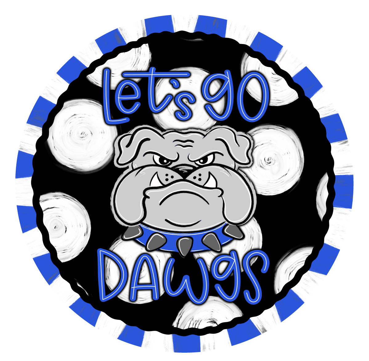 ARTSY AND BLEU CIRCLE WITH LETS GO DAWGS