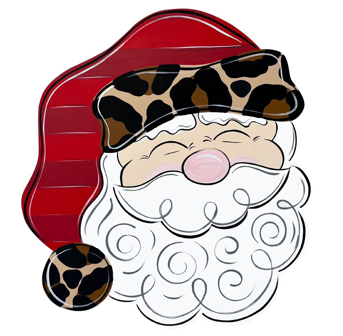 ARTSY AND BLEU SANTA WITH CHEETAH PRINT HAT