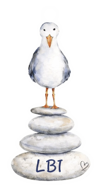 SPRINKLED WITH HEARTS BIRD ONTOP OF 4 ROCKS LBI