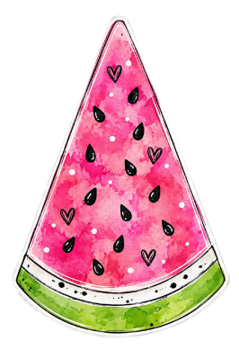 SPRINKLED WITH HEARTS PINK AND WHITE STRIPES WITH WATERMELLONS
