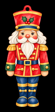 SPRINKLED WITH HEARTS NUTCRACKER RED BLUE GREEN AND GOLD