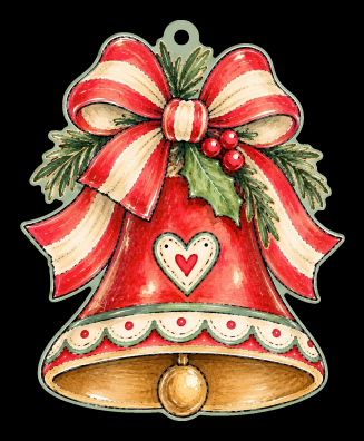 SPRINKLED WITH HEARTS CHRISTMAS BELL WITH A HEART  AND BOW