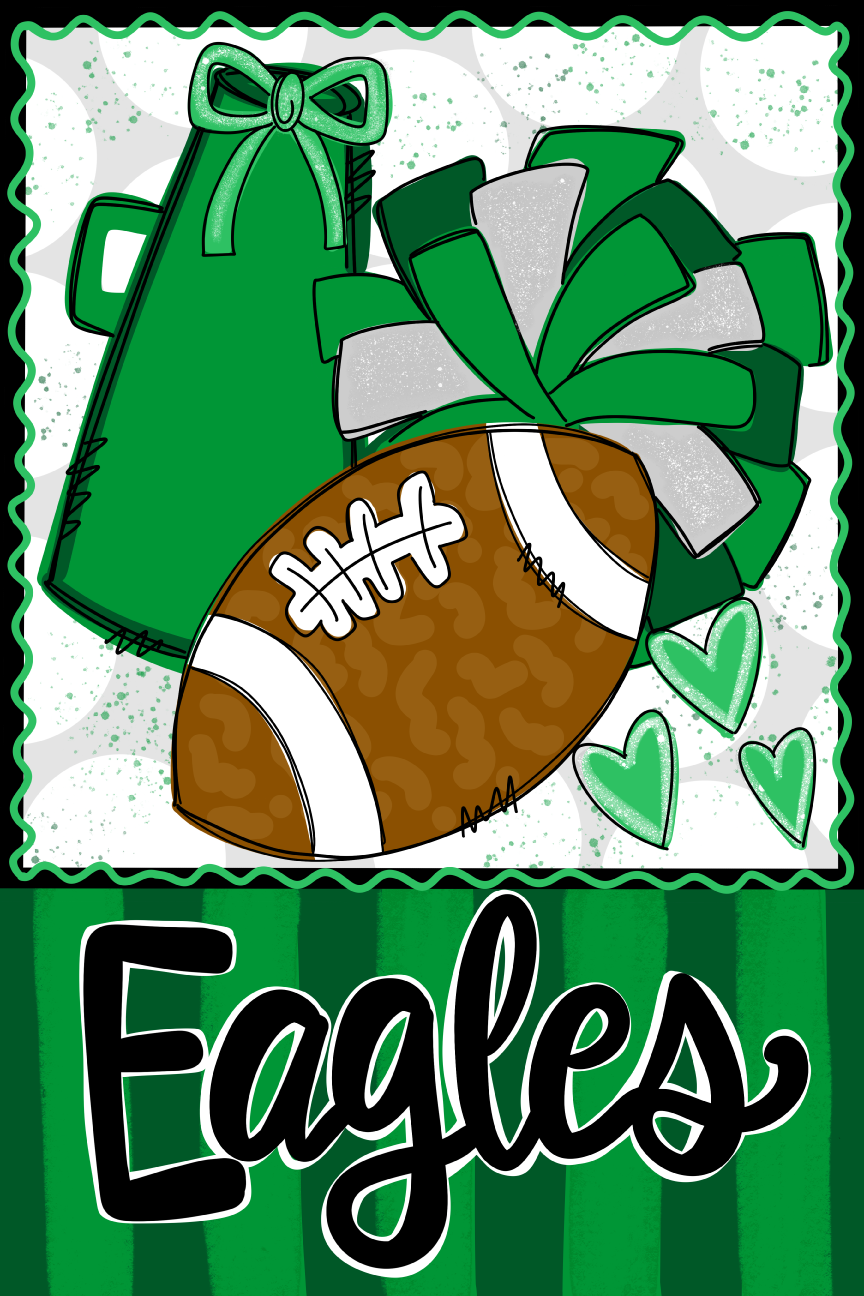 ANNA EVANS GREEN MEGAPHONE AND POMPOMS FOOTBALL EAGLES
