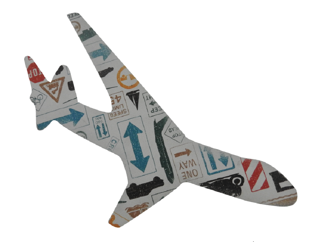 Design By Line Airplane MDF Cutout Line Art - Unfinished For DIY