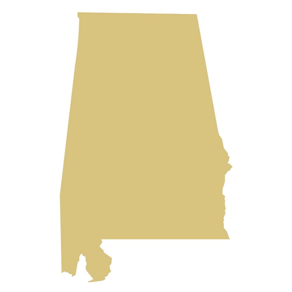 Basic Shape Alabama MDF Cutout State Silhouette - Unfinished For DIY