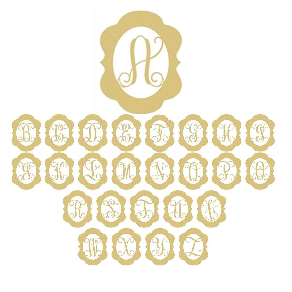 Basic Shape Ornate Oval Frame MDF Cutout Monogram A - Unfinished For DIY