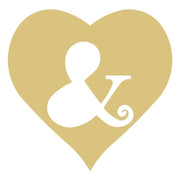 Basic Shape Heart MDF Cutout Ampersand Inside Heart - Unfinished For DIY