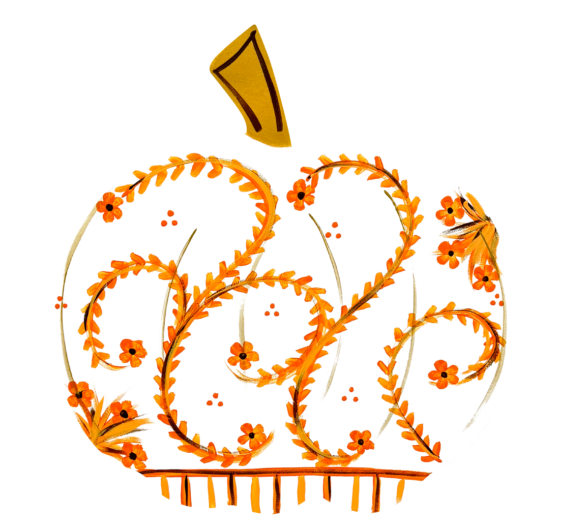 ASHLEY NICOLE DESIGNS WHITE PUMPKIN WITH ORANGE DESIGN