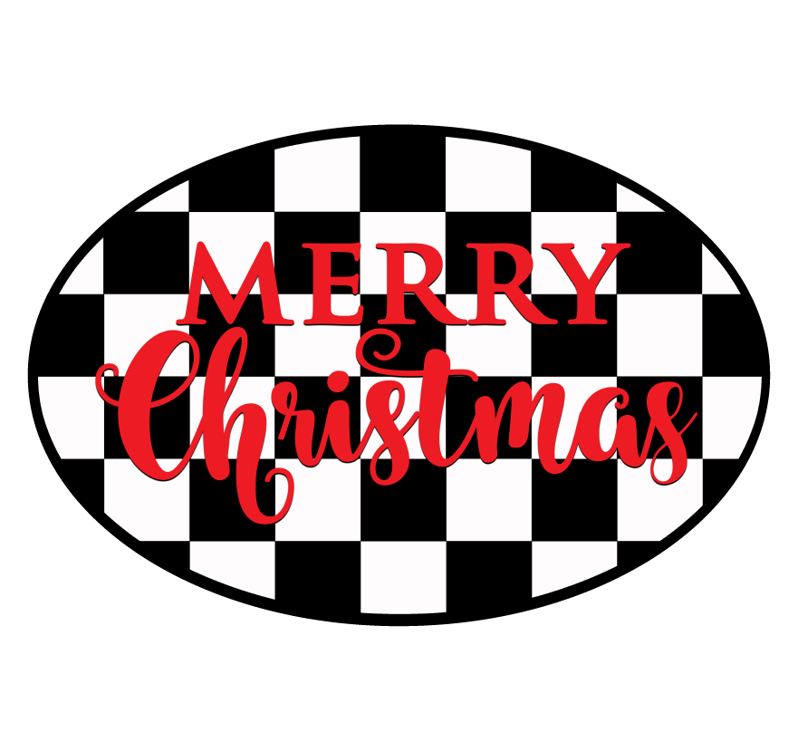 ASHLEY NICOLE DESIGNS OVAL CHECKERED MERRY CHRISTMAS