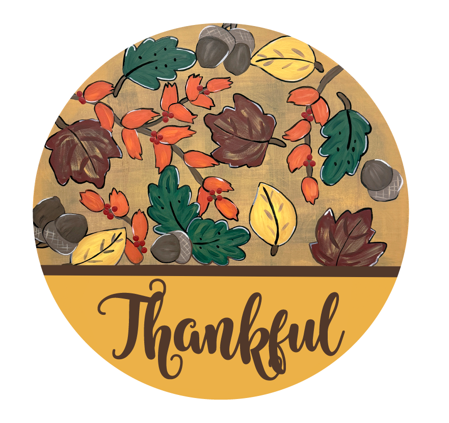 ASHLEY NICOLE DESIGNS CIRCLE THANKFUL WITH FALL FOILAGE