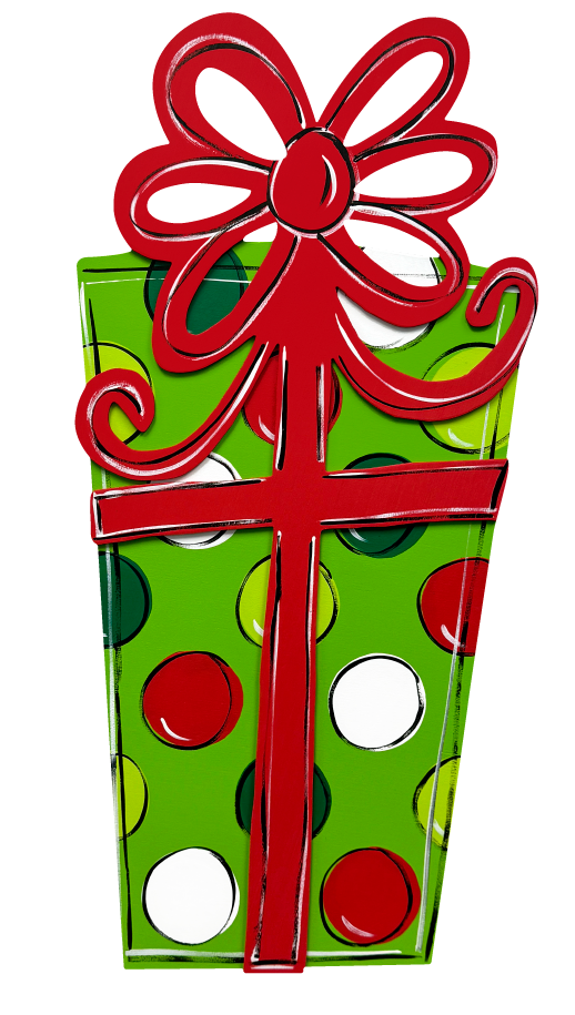 ASHLEY NICOLE DESIGNS GREEN CHRITMAS GIFT WITH RED BOW