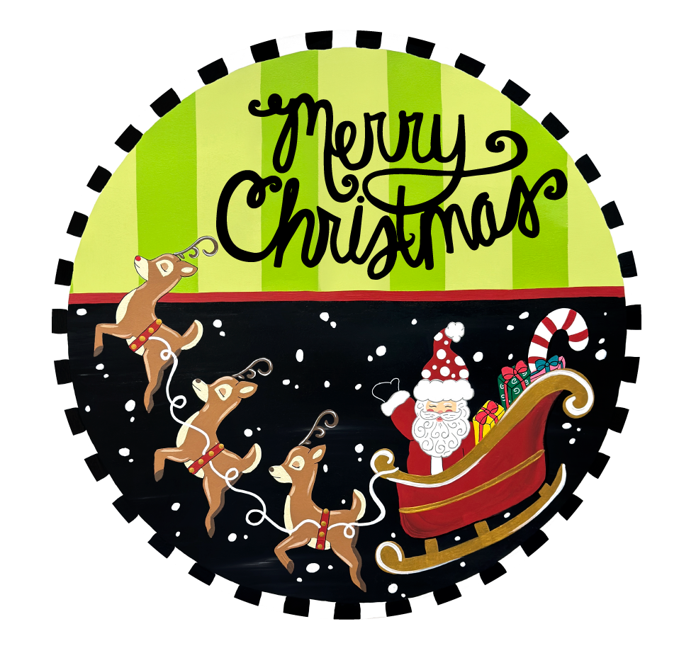 ASHLEY NICOLE DESIGNS MERRY CHRISTMAS WITH SANTA AND SLEIGH