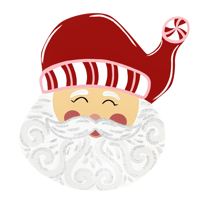 ASHLEY NICOLE DESIGNS SANTA HEAD WITH PEPPERMINT TRIM ON HAT