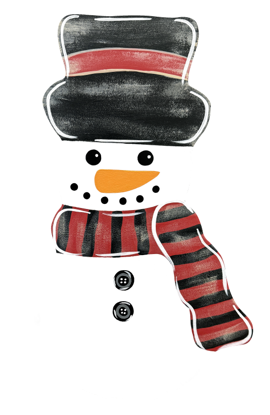ASHLEY NICOLE DESIGNS SNOWMAN WITH RED AND BLACK STRIPED SCARF
