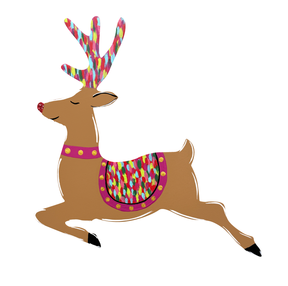ASHLEY NICOLE DESIGNS REINDEER WITH COLORFUL ANTLERS