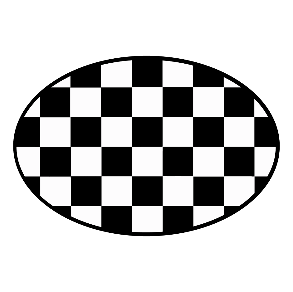 ASHLEY NICOLE DESIGNS BLACK AND WHITE CHECKERED OVAL