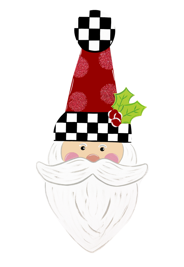 ASHLEY NICOLE DESIGNS SANTA HEAD WITH CHECKERED TRIM