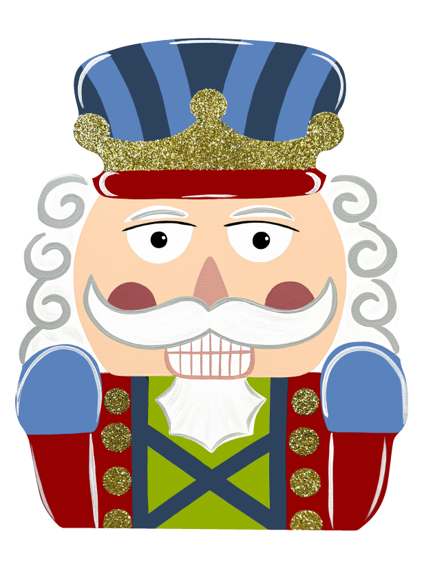 ASHLEY NICOLE DESIGNS NUT CRACKER HEAD WITH BLUE STRIPED CROWN