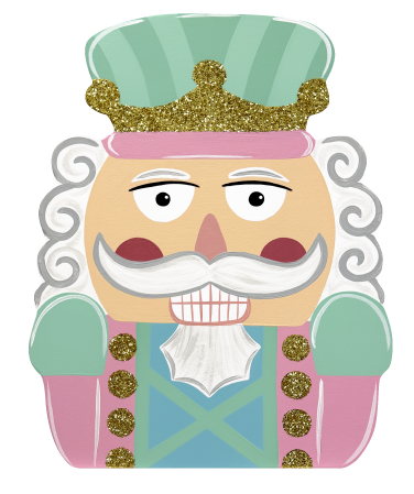 ASHLEY NICOLE DESIGNS PINK NUTCRACKER WITH TEAL AND GOLD CROWN