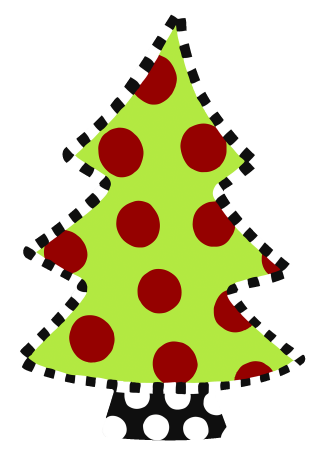 ASHLEY NICOLE DESIGNS TREE WITH RED DOTS AND BLACK AND WHITE CHECKERED BORDER