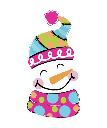 ASHLEY NICOLE DESIGNS SNOWMAN WITH PINK POLKA DOTTED SCARF AND STRIPED HAT