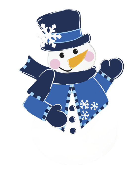 ASHLEY NICOLE DESIGNS SNOWMAN IN BLUE COAT HAT AND SCARF
