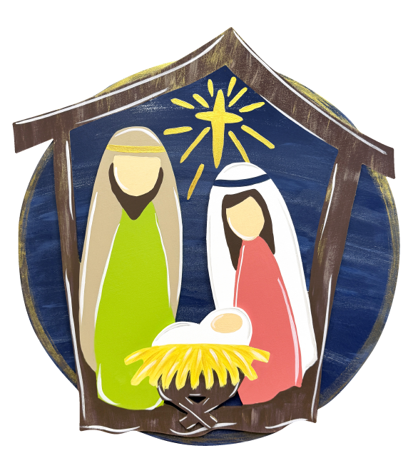 ASHLEY NICOLE DESIGNS NATIVITY WITH BLUE BACKGROUND