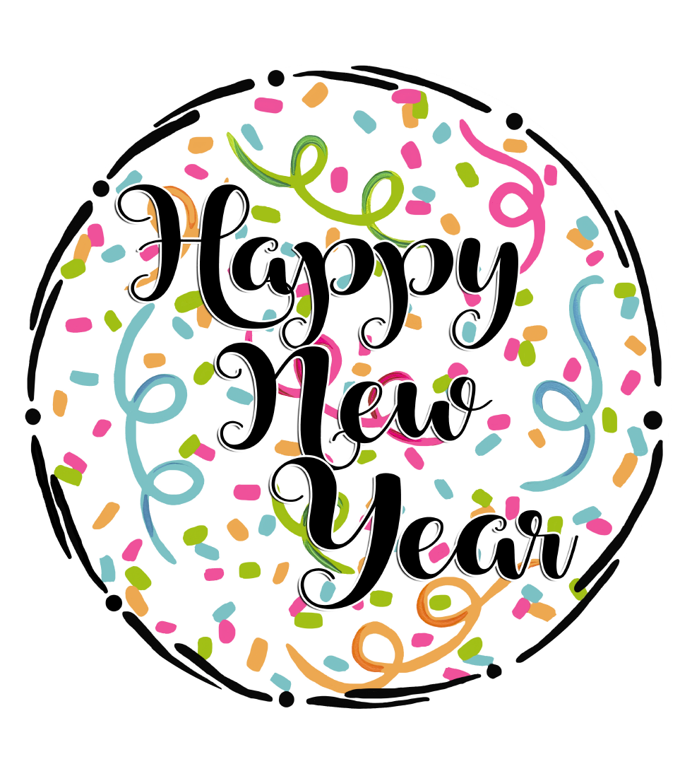ASHLEY NICOLE DESIGNS COLORFUL HAPPY NEW YEAR