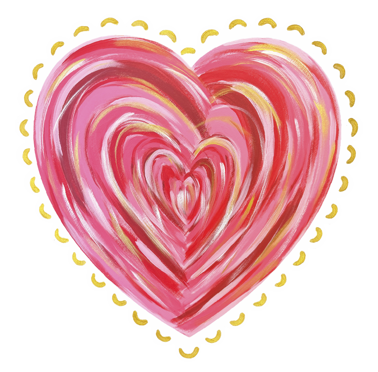 ASHLEY NICOLE DESIGNS RED PINK AND GOLD SWIRLED HEART