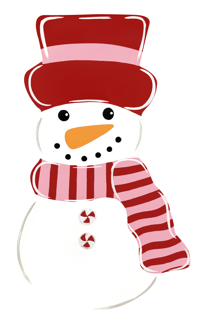 ASHLEY NICOLE DESIGNS SNOWMAN WITH RED & PINK HAT AND SCARF