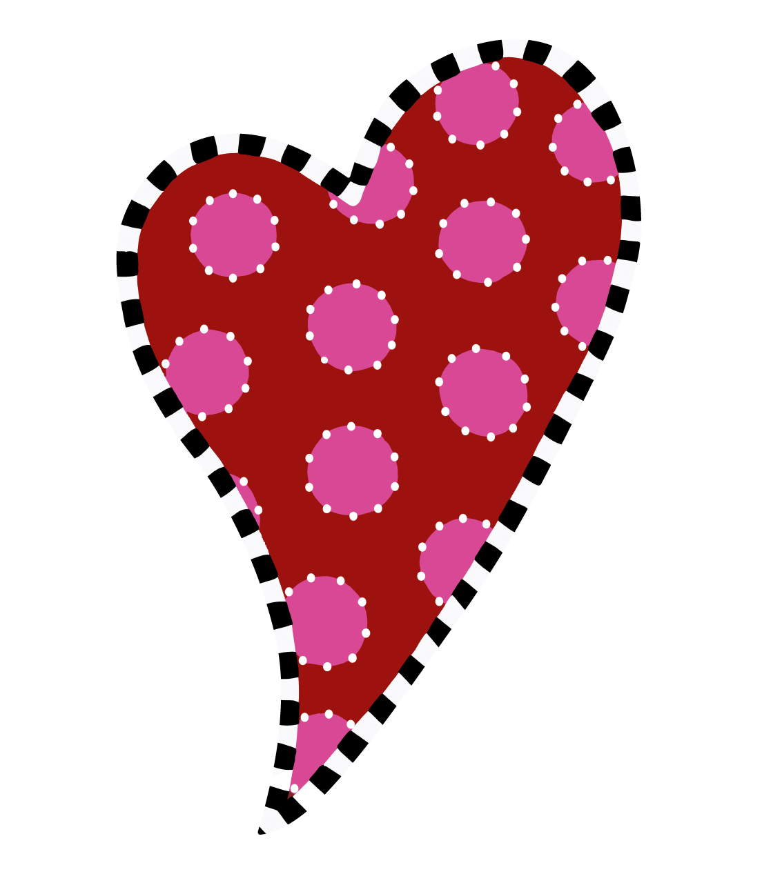 ASHLEY NICOLE DESIGNS CURVY HEART WITH PINK DOTS