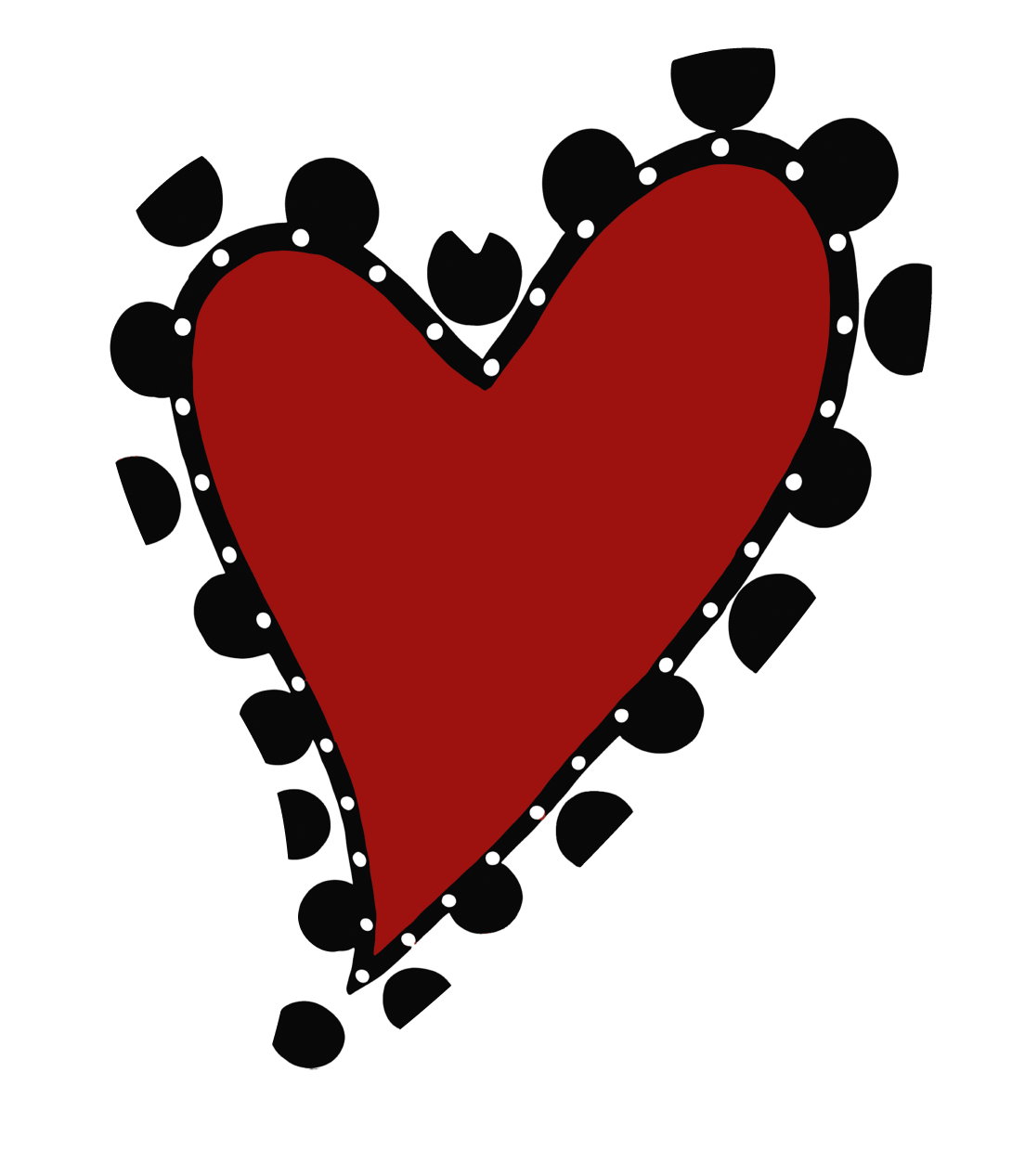 ASHLEY NICOLE DESIGNS RED CURVY HEART WITH BLACKAND WHITE EDGE