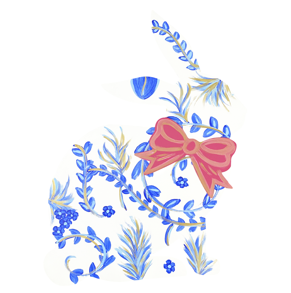 ASHLEY NICOLE DESIGNS FLORAL BUNNY WITH RED BOW