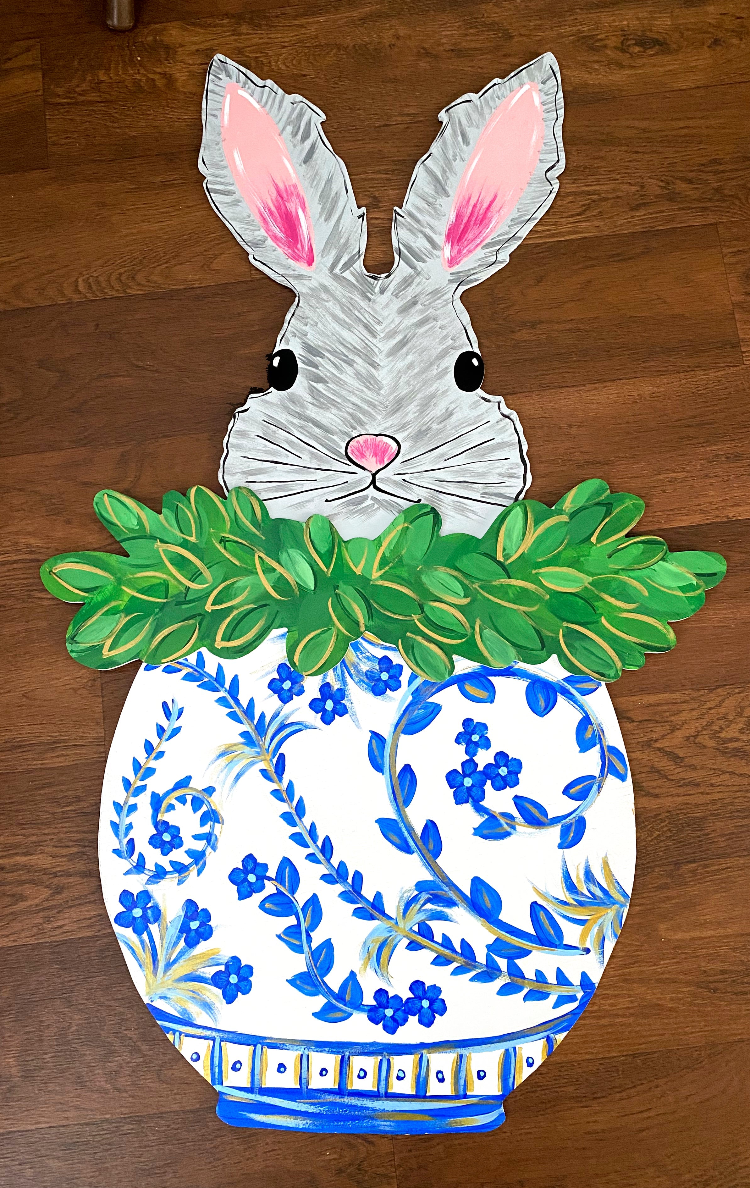 ASHLEY NICOLE DESIGNS BUNNY IN VASE WITH GREENERY