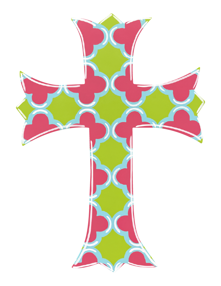 ASHLEY NICOLE DESIGNS PINK AND GREEN CROSS