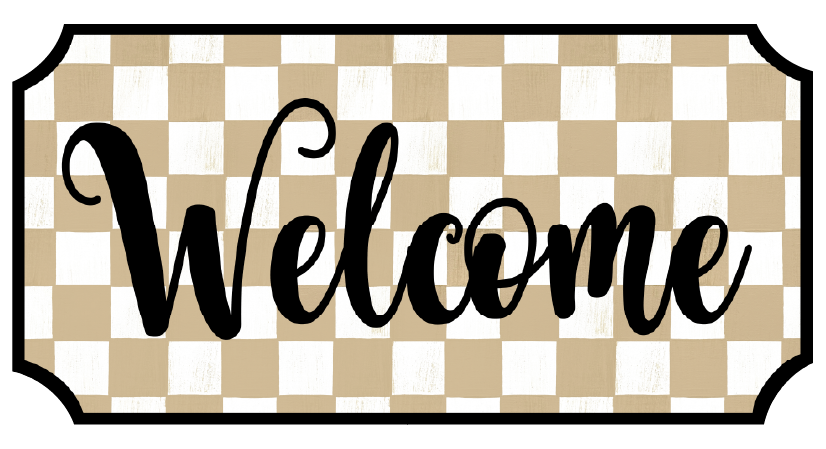 ASHLEY NICOLE DESIGNS CHECKERED WELCOME PLAQUE