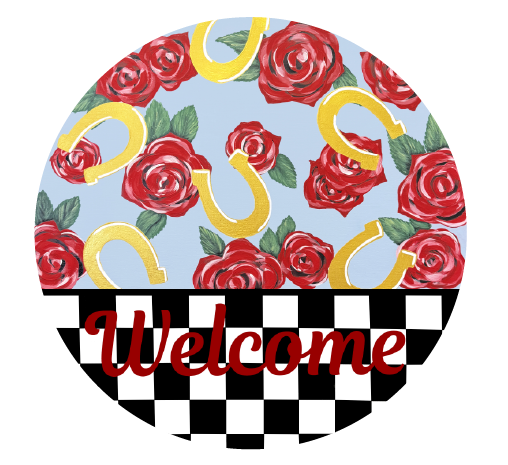 ASHLEY NICOLE DESIGNS WELCOME CIRCLE WITH ROSE AND HORSESHOES