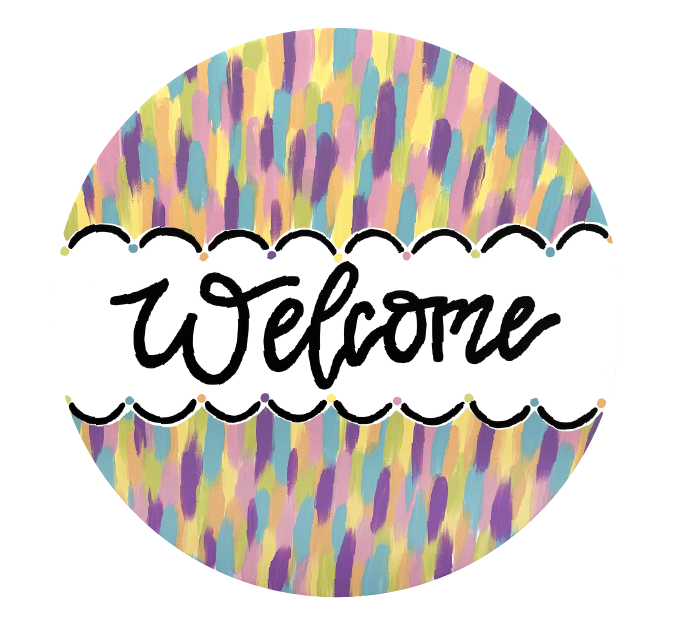 ASHLEY NICOLE DESIGNS PURPLE AND YELLOW WELCOME