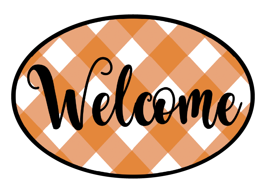 ASHLEY NICOLE DESIGNS ORANGE PLAID WELCOME
