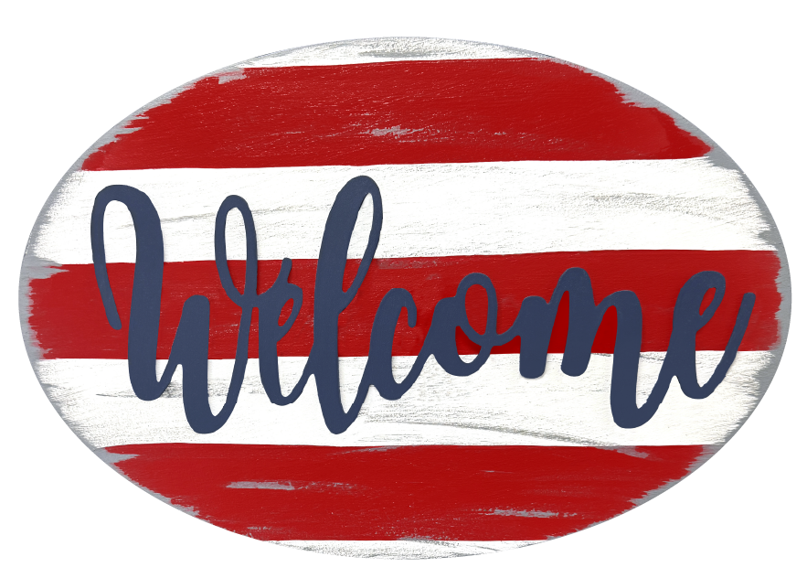 ASHLEY NICOLE DESIGNS RED STRIPED WELCOME