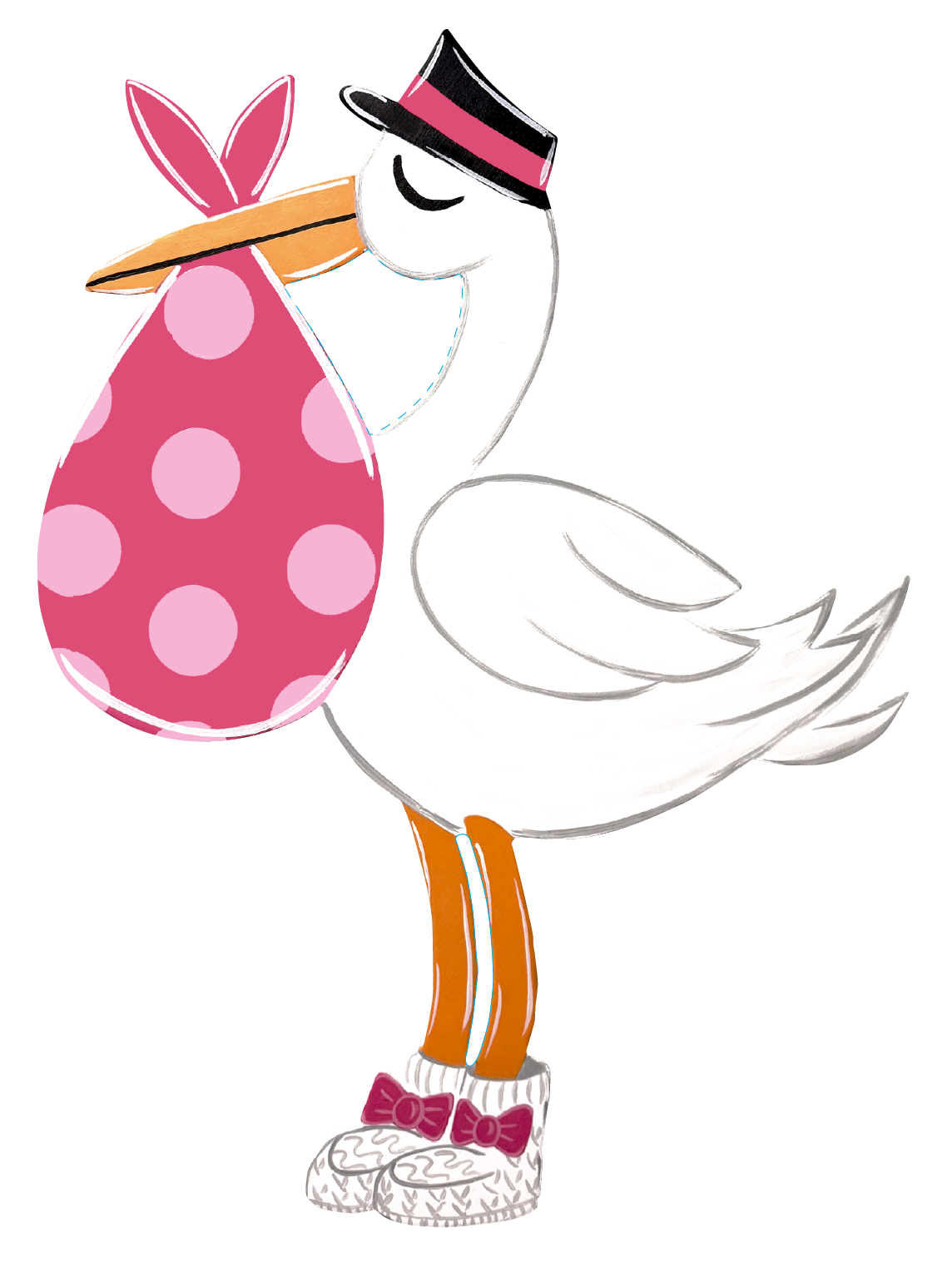 ASHLEY NICOLE DESIGNS STORK WITH PINK BABY BAG