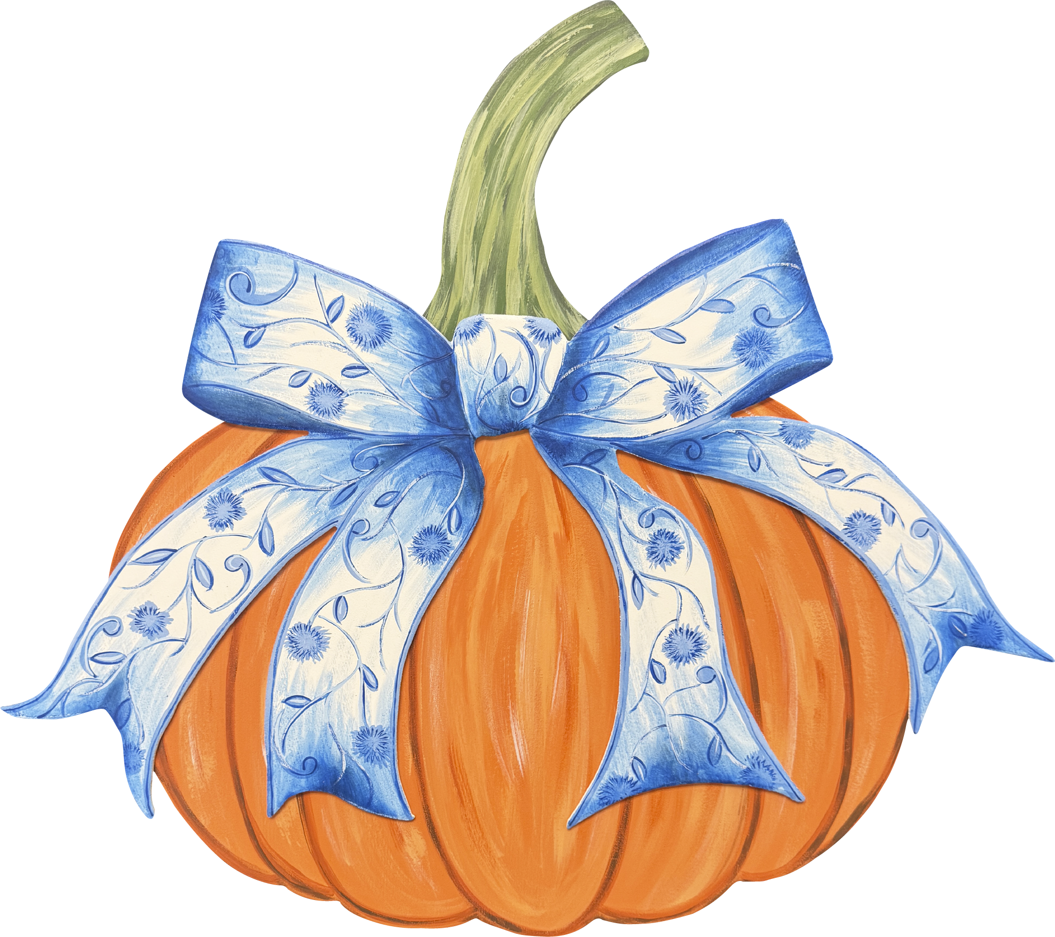 ASHLEY NICOLE DESIGNS PUMPKIN WITH BLUE RIBBON