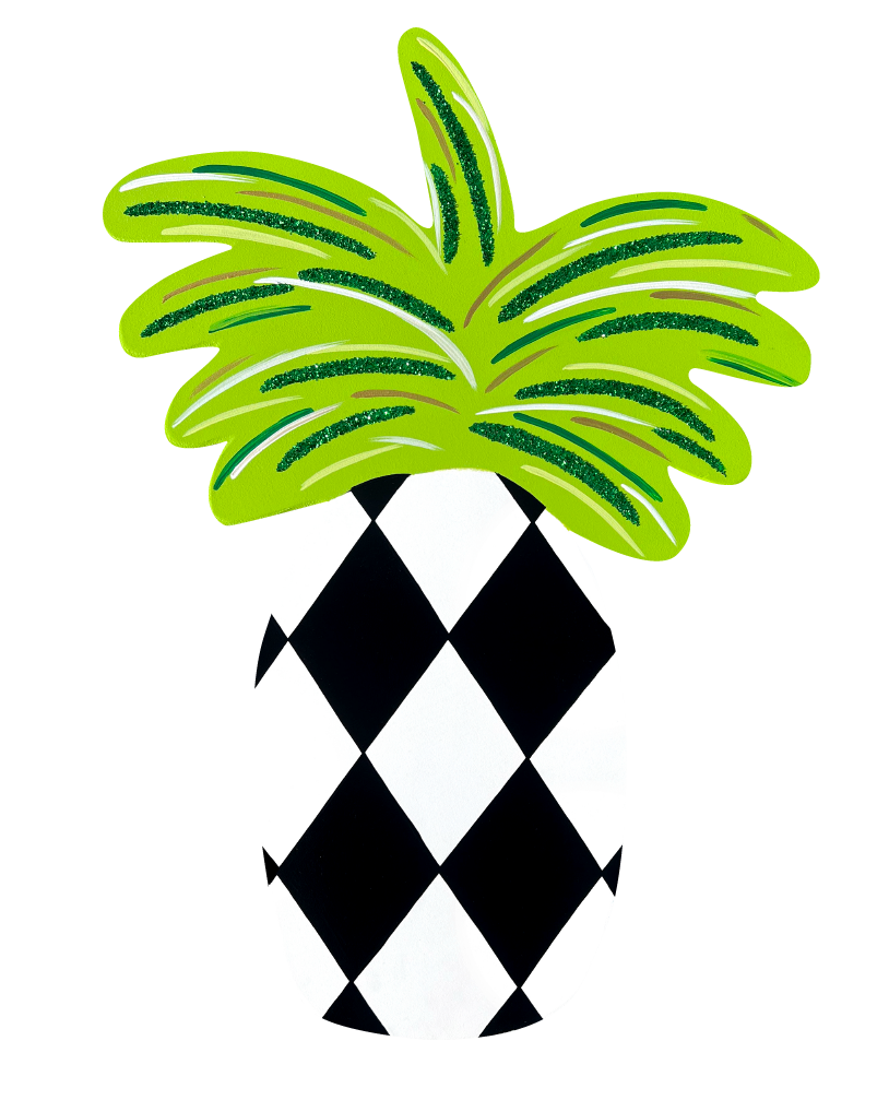 ASHLEY NICOLE DESIGNS BLACK AND WHITE CHECKED PINEAPPLE