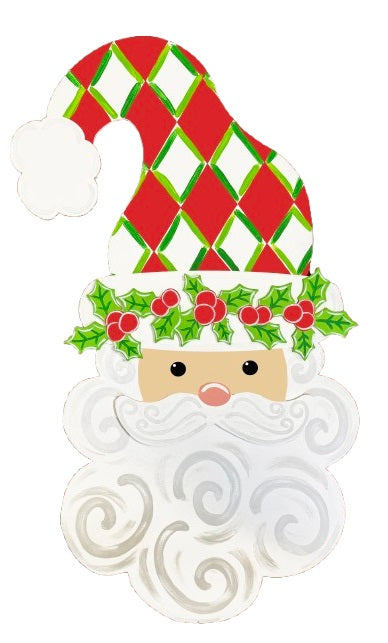 ASHLEY NICOLE DESIGNS SANTA HEAD WITH RED CHECKERED HAT