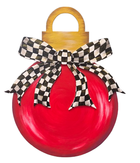 ASHLEY NICOLE DESIGNS RED ORNAMENT WITH CHECKERED RIBBON