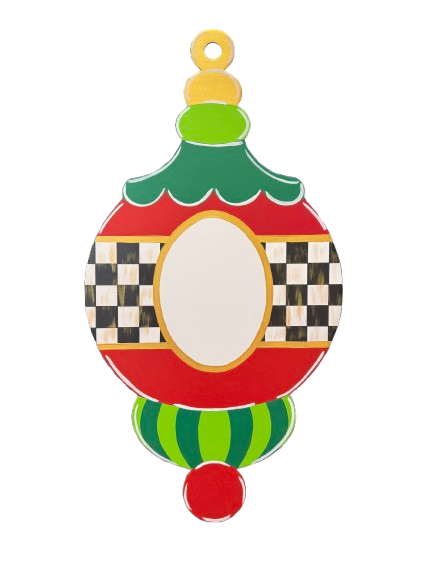 ASHLEY NICOLE DESIGNS RED AND GREEN ORNAMENT WITH CHECKERED MIDDLE